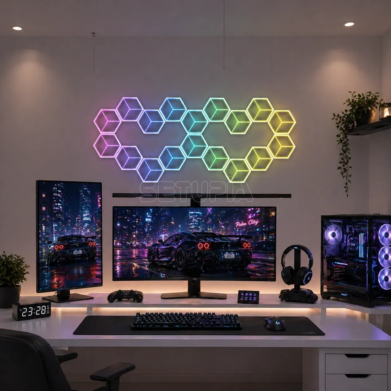 ARGB Altıgen 3D Duvar Led Paneli Uygulama & Kumanda Beyaz ( 6’lı / 10’lu Set Seçeneği ) - Görsel 2