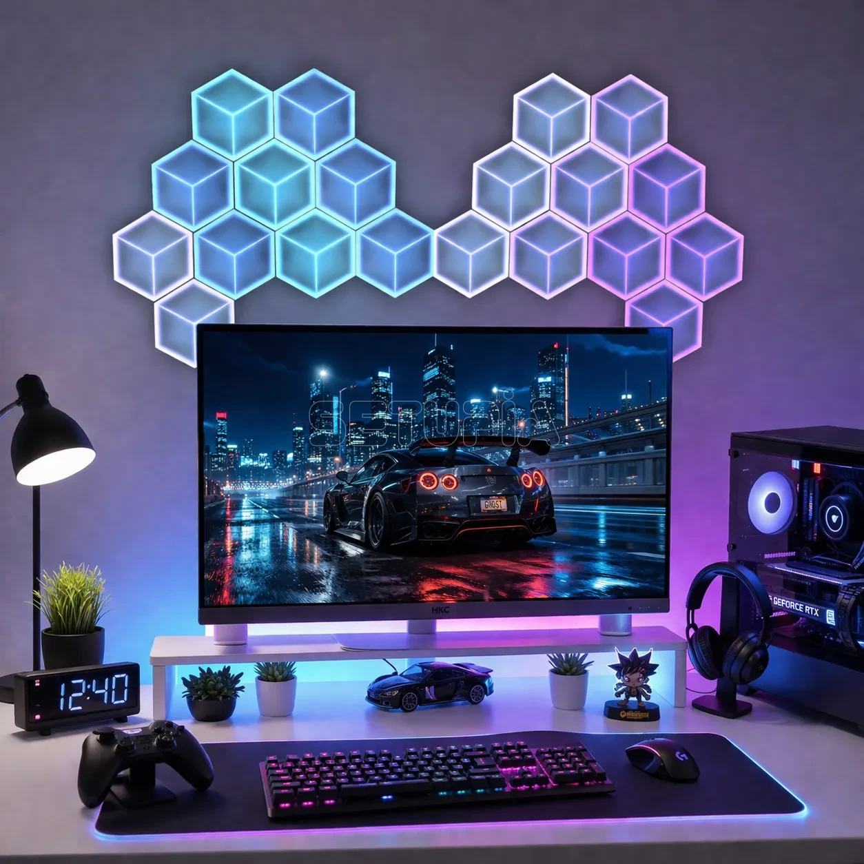 ARGB Altıgen 3D Duvar Led Paneli Uygulama & Kumanda Beyaz ( 6’lı / 10’lu Set Seçeneği ) - Görsel 3