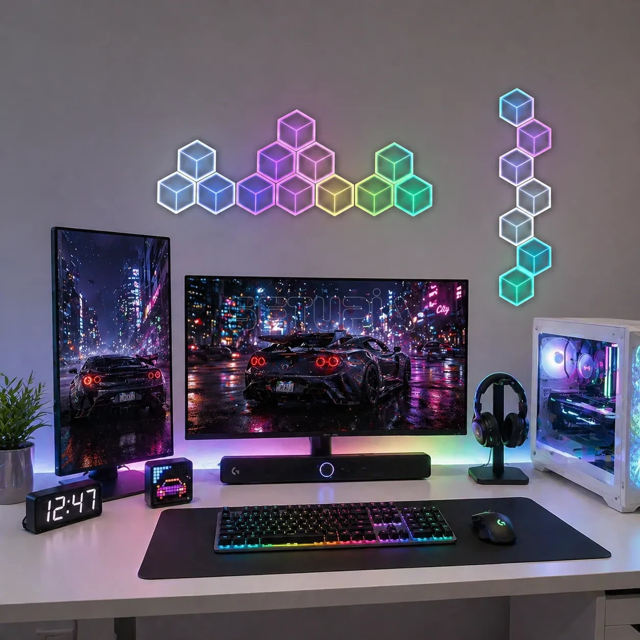 ARGB Altıgen 3D Duvar Led Paneli Uygulama & Kumanda Beyaz ( 6’lı / 10’lu Set Seçeneği ) - Görsel 4
