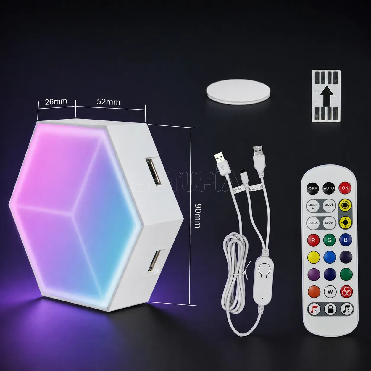 ARGB Altıgen 3D Duvar Led Paneli Uygulama & Kumanda Beyaz ( 6’lı / 10’lu Set Seçeneği ) - Görsel 5