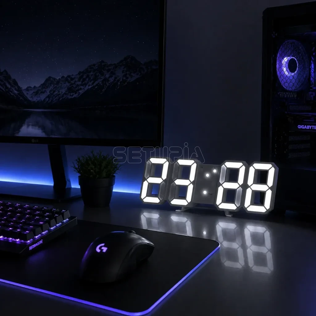 Akıllı 3D LED Dijital Masa Saati – Tarih, Sıcaklık, Alarm & Ayarlanabilir Parlaklık ( Beyaz Renk )