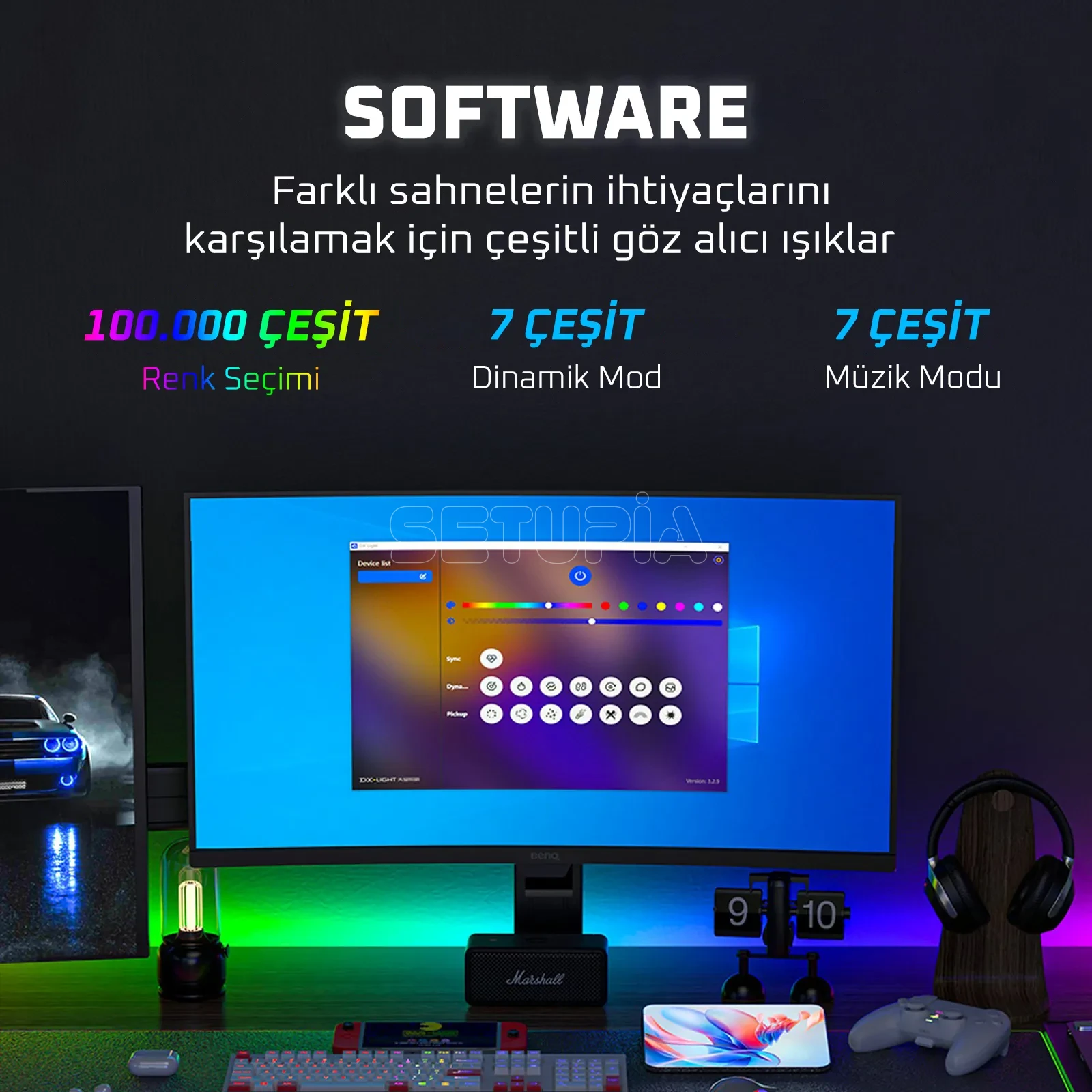 RGB Masa Arkası Senkron LED Aydınlatma Şeridi, Uygulama Kontrollü (160 CM) - Görsel 6