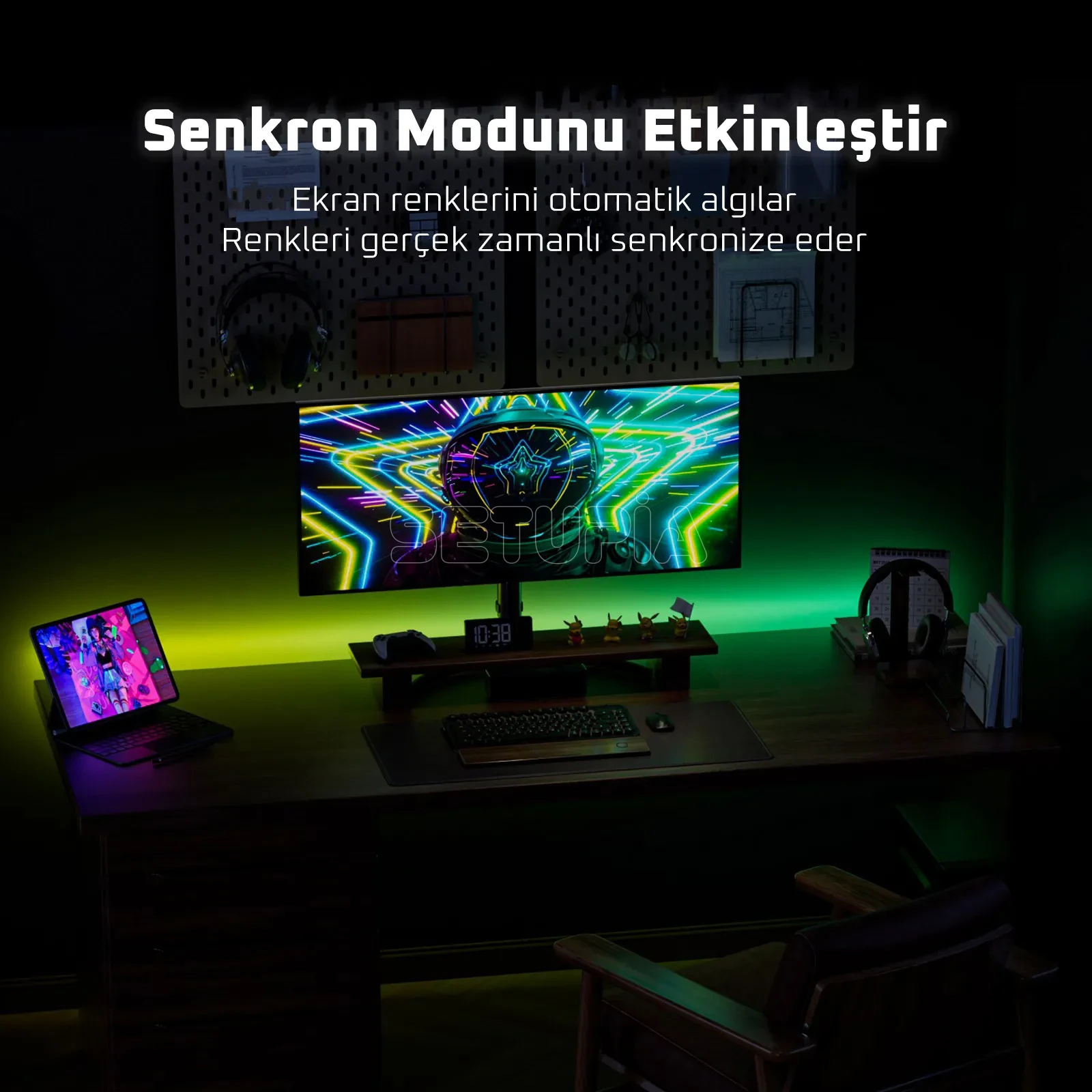 RGB Masa Arkası Senkron LED Aydınlatma Şeridi, Uygulama Kontrollü (160 CM)