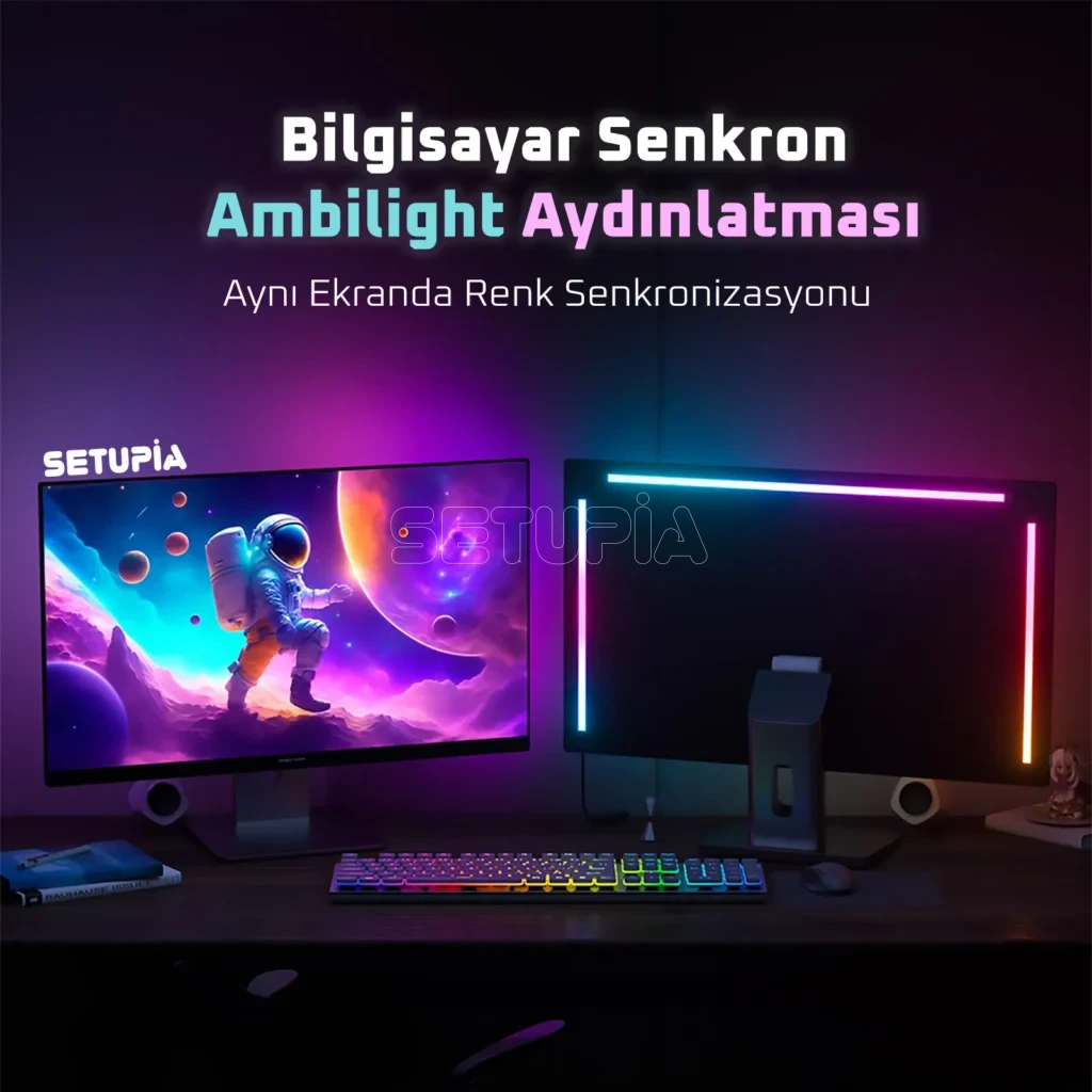 ARGB Bilgisayar Senkron Ambilight Aydınlatması ( 3 Boy Seçeneği )