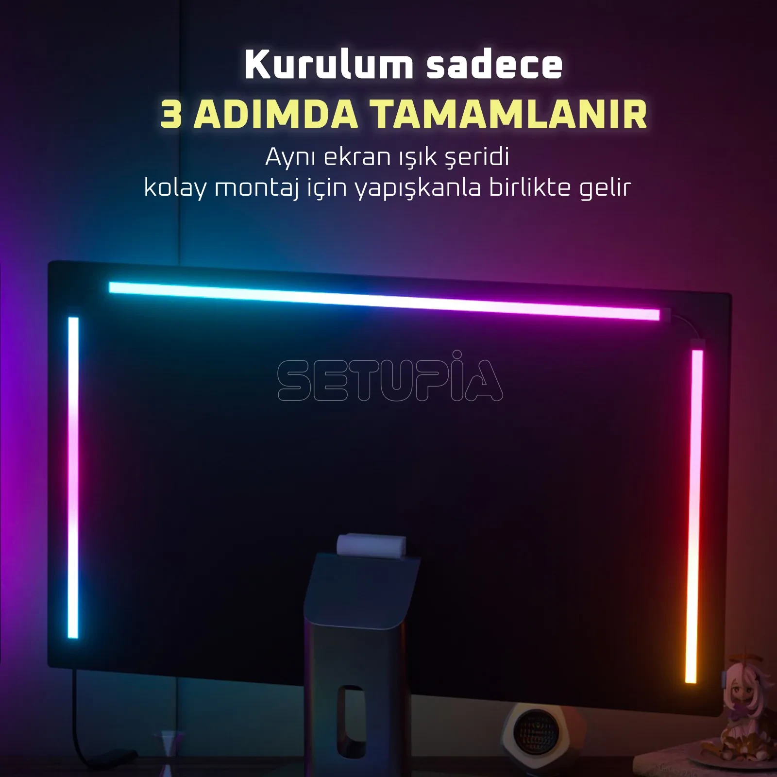 ARGB Bilgisayar Senkron Ambilight Aydınlatması ( 3 Boy Seçeneği ) - Görsel 5