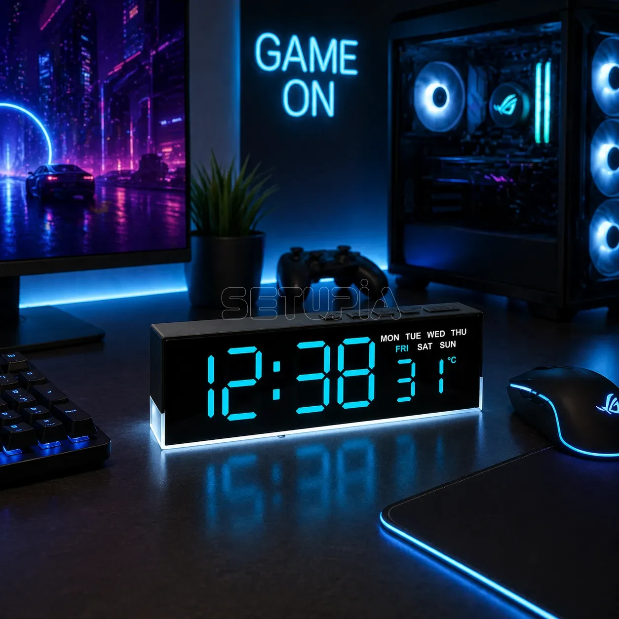 Akıllı LED Dijital Çift Alarmlı Saat Ayarlanabilir Parlaklık & Gece Işığı ( Mavi )