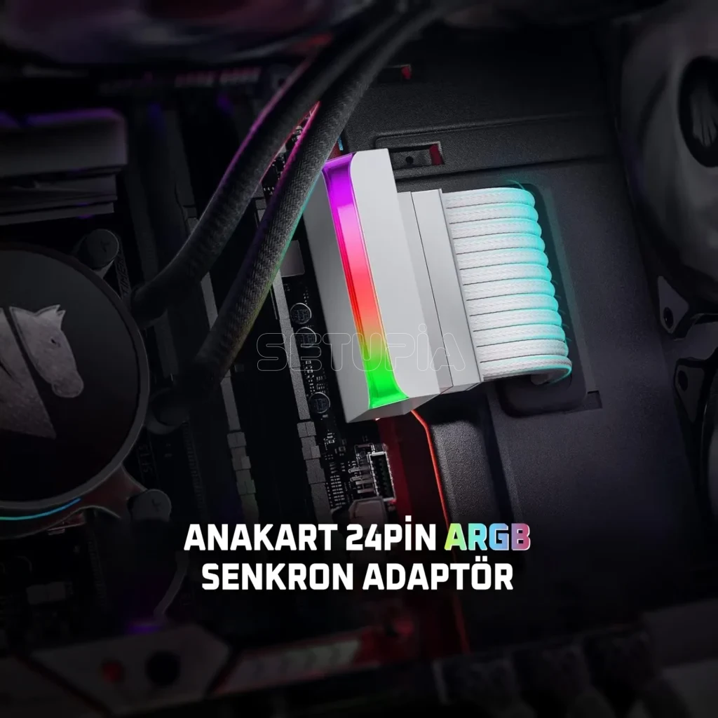 24 Pin ARGB Senkron Anakart Adaptörü Beyaz Renk