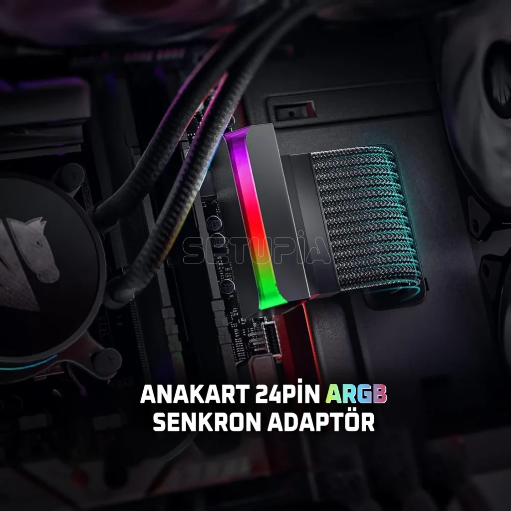 24 Pin ARGB Senkron Anakart Adaptörü Siyah Renk