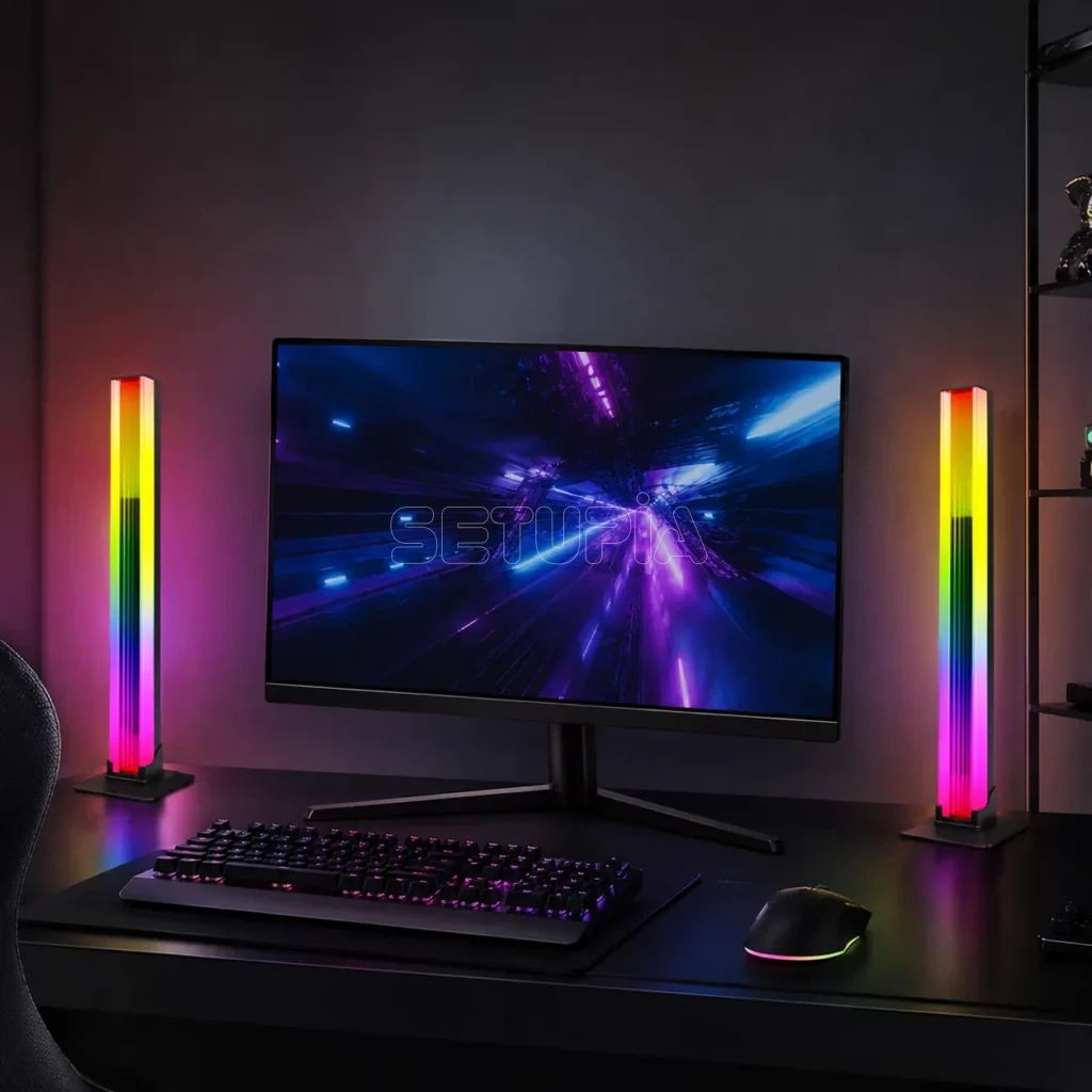 RGB Işık Çubuğu 2’li Set, Uygulama Kontrollü, Kumandalı ve Müzik Senkronlu Masaüstü Ambiyans Işığı (Siyah)