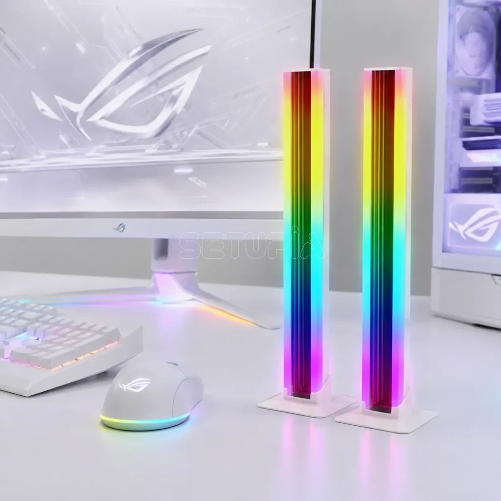 RGB Işık Çubuğu 2’li Set, Uygulama Kontrollü, Kumandalı ve Müzik Senkronlu Masaüstü Ambiyans Işığı (Beyaz)
