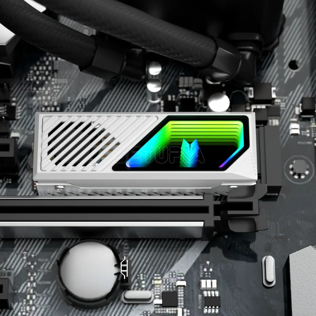 ARGB Senkron Işıklı M.2 NVMe SSD Soğutucu – Beyaz Renk Özel Seri