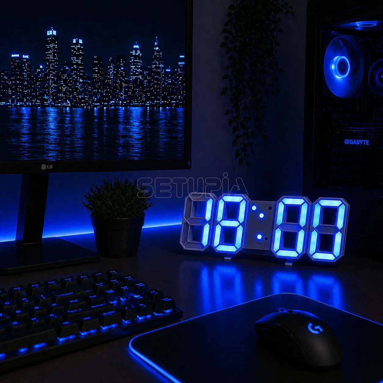 Akıllı 3D LED Dijital Masa Saati – Tarih, Sıcaklık, Alarm & Ayarlanabilir Parlaklık ( Mavi - Beyaz ) - Görsel 2