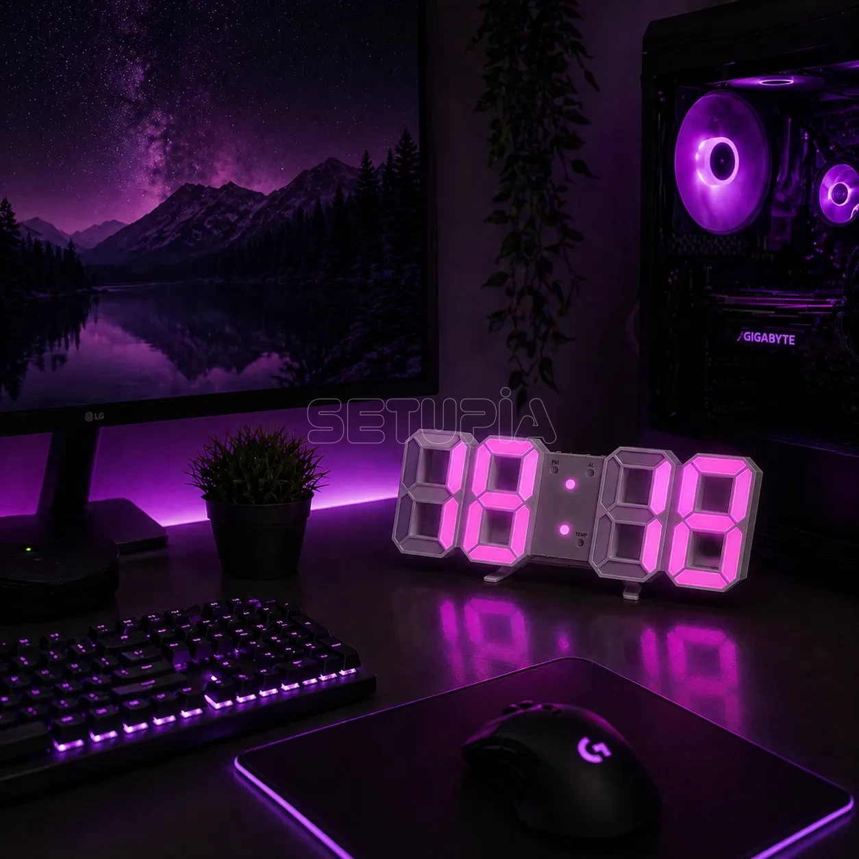 Akıllı 3D LED Dijital Masa Saati – Tarih, Sıcaklık, Alarm & Ayarlanabilir Parlaklık ( Pembe - Beyaz ) - Görsel 2