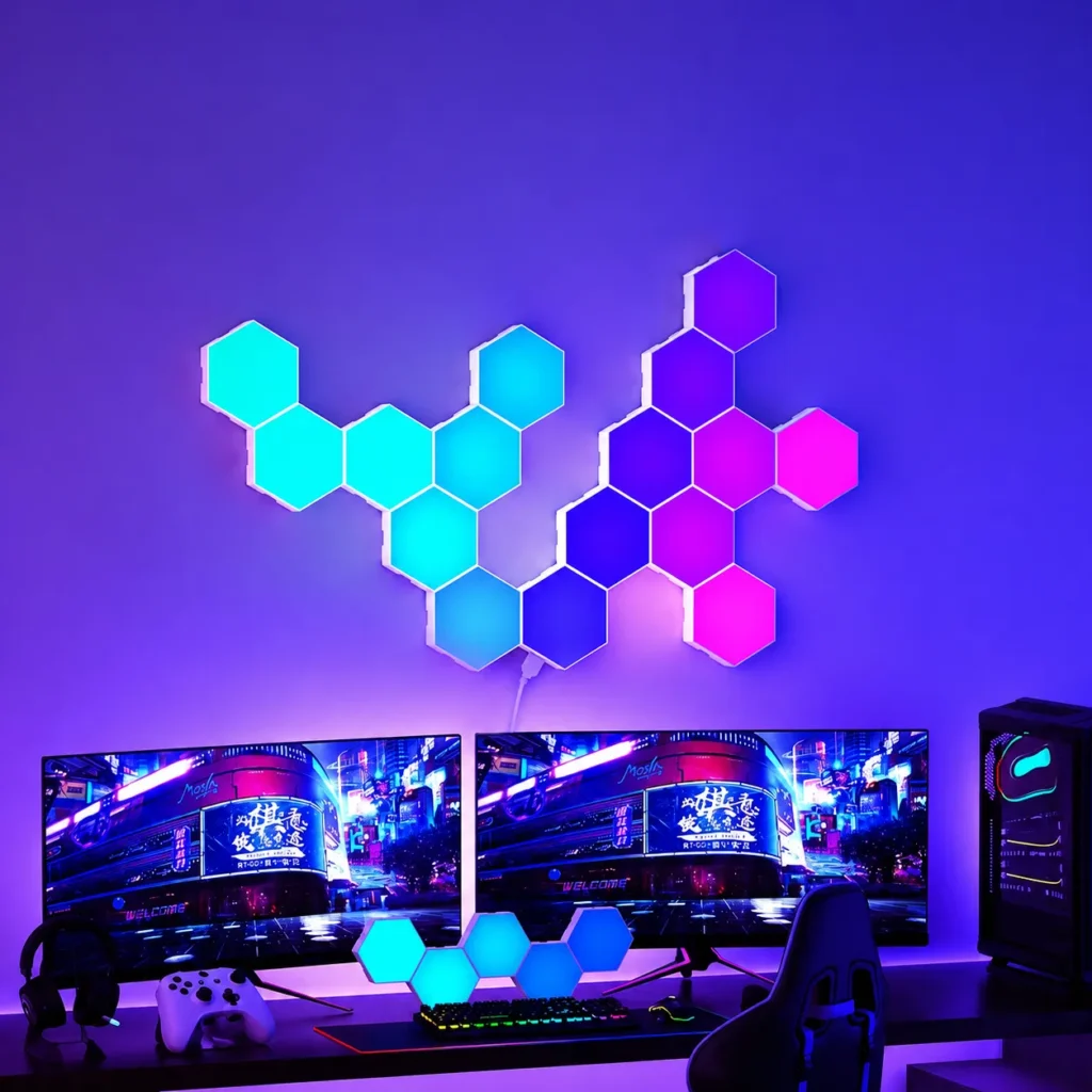 RGBİC Altıgen Duvar Led Paneli Uygulama & Kumanda Beyaz ( 6’lı / 9’lu Set Seçeneği )